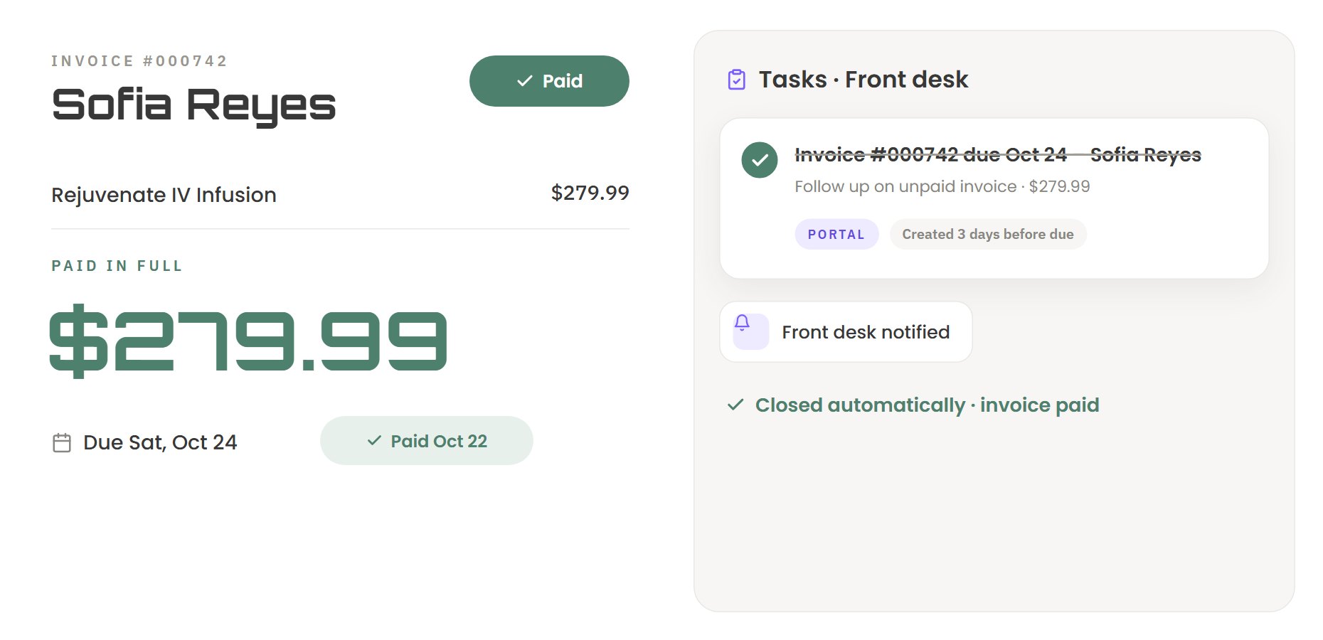 Beyond Remedy portal: invoices screen